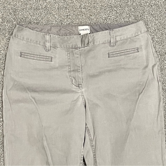 Chicos Pants Womens Size 1 Gray Straight Leg Crop Cotton Stretch Lightweight - Picture 2 of 10